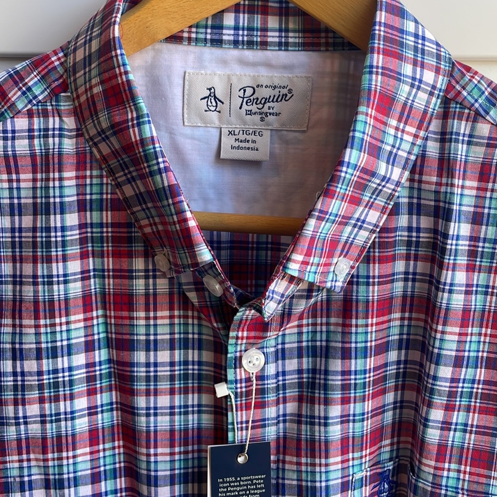 Penguin short sleeved plaid shirt XL